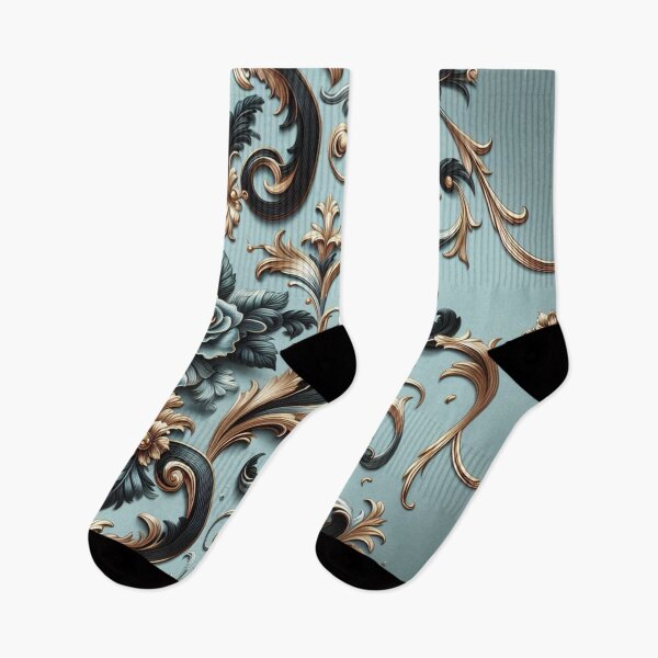 Item preview, Matte Sky Blue, Gold & Black Rococo With Roses designed and sold by DesignsByPrnces.