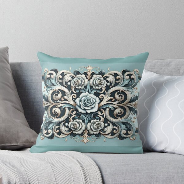 Item preview, Matte Sky Blue, Gold & Black Rococo With Roses designed and sold by DesignsByPrnces.
