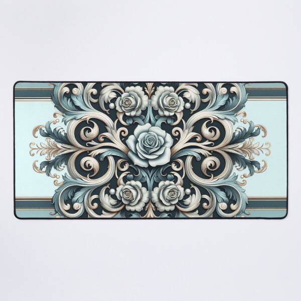 Item preview, Matte Sky Blue, Gold & Black Rococo With Roses designed and sold by DesignsByPrnces.
