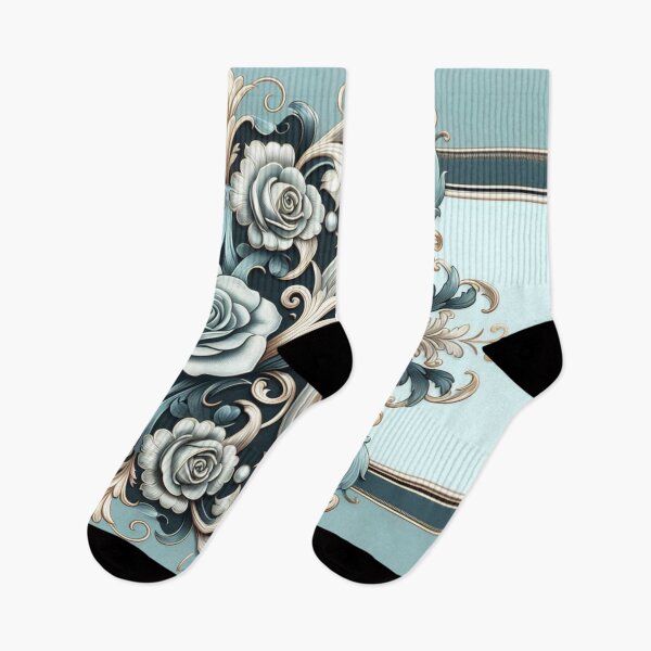 Item preview, Matte Sky Blue, Gold & Black Rococo With Roses designed and sold by DesignsByPrnces.