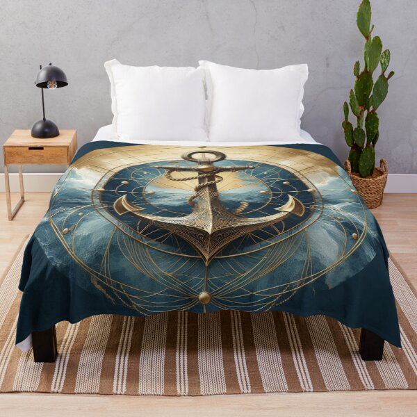 Item preview, Gold And Blue Nautical Anchor designed and sold by SeaStarAlex.