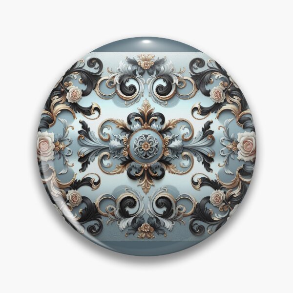 Item preview, Matte Sky Blue, Gold & Black Rococo With Roses designed and sold by DesignsByPrnces.