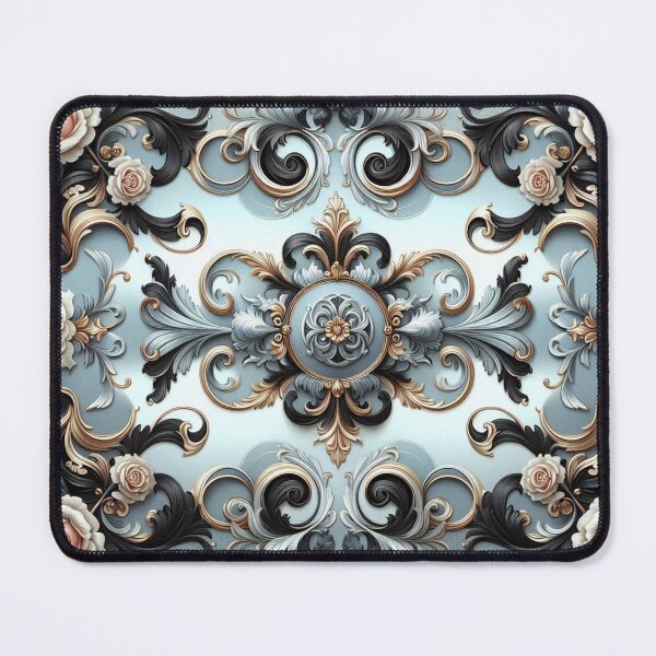 Item preview, Matte Sky Blue, Gold & Black Rococo With Roses designed and sold by DesignsByPrnces.