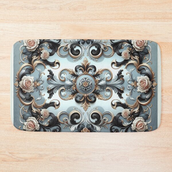 Item preview, Matte Sky Blue, Gold & Black Rococo With Roses designed and sold by DesignsByPrnces.
