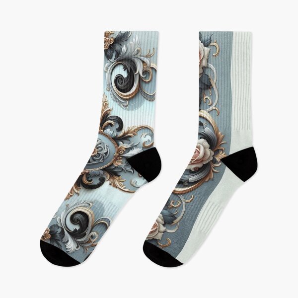 Item preview, Matte Sky Blue, Gold & Black Rococo With Roses designed and sold by DesignsByPrnces.