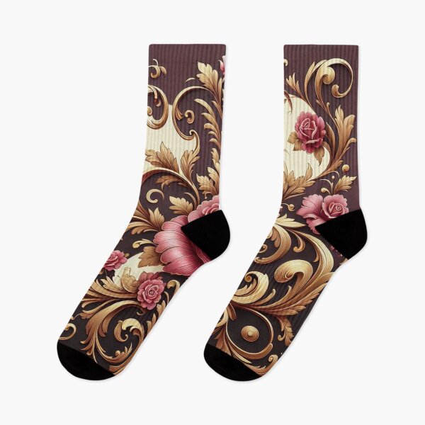 Item preview, Matte Burgundy, Gold & Orchid Pink Rococo With Roses designed and sold by DesignsByPrnces.