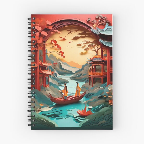 Item preview, Ancient Chinese Town Landscape Scene Paper Cut designed and sold by PaintedPixels01.