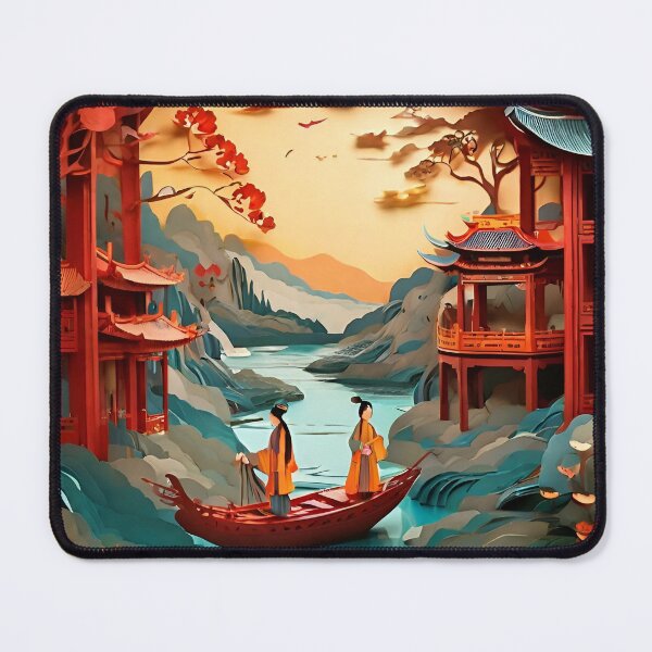 Item preview, Ancient Chinese Town Landscape Scene Paper Cut designed and sold by PaintedPixels01.