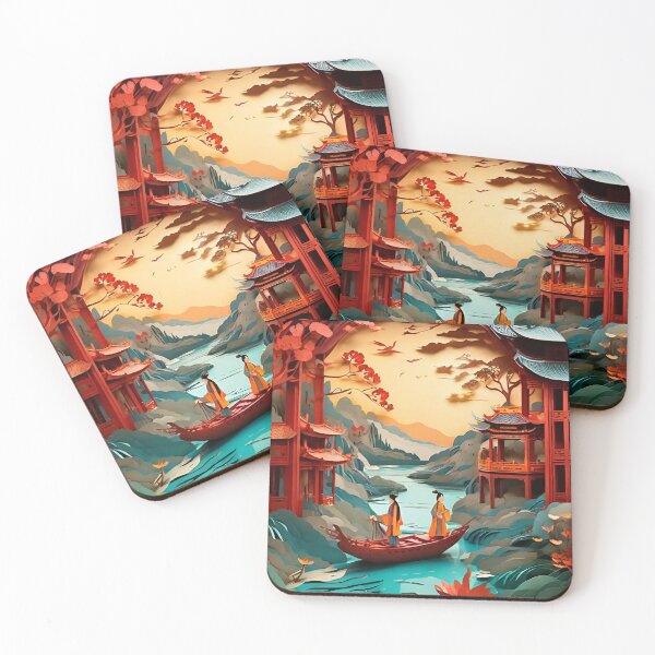 Item preview, Ancient Chinese Town Landscape Scene Paper Cut designed and sold by PaintedPixels01.
