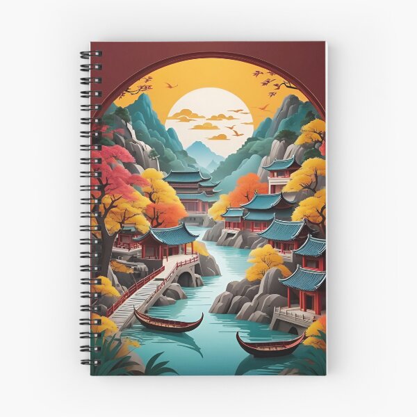 Item preview, Ancient Chinese Town Landscape Scene Digital Art designed and sold by PaintedPixels01.