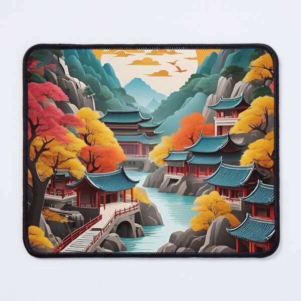Item preview, Ancient Chinese Town Landscape Scene Digital Art designed and sold by PaintedPixels01.