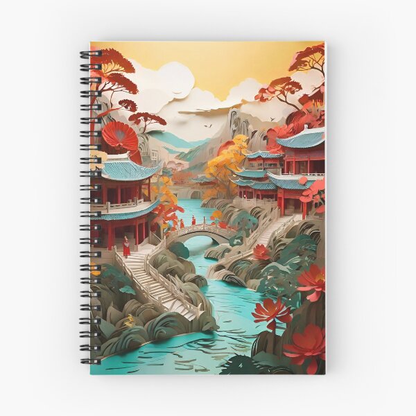 Item preview, Ancient Chinese Town Landscape Scene Paper Cut designed and sold by PaintedPixels01.