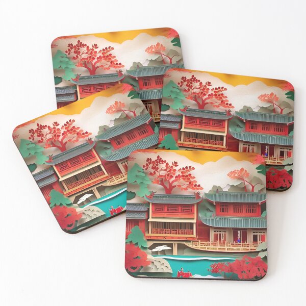 Item preview, Ancient Chinese Town Landscape Scene Paper Cut designed and sold by PaintedPixels01.
