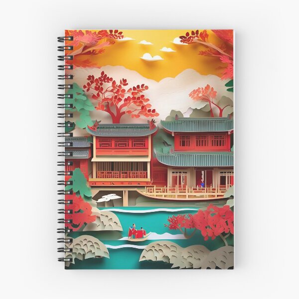 Item preview, Ancient Chinese Town Landscape Scene Paper Cut designed and sold by PaintedPixels01.
