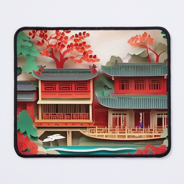 Item preview, Ancient Chinese Town Landscape Scene Paper Cut designed and sold by PaintedPixels01.