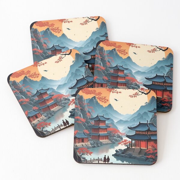 Item preview, Ancient Chinese Town Landscape Scene Digital Art designed and sold by PaintedPixels01.