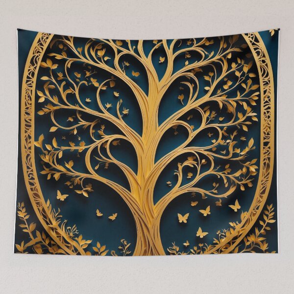 Item preview, Tree of Life Blue Gold designed and sold by amenwolf.