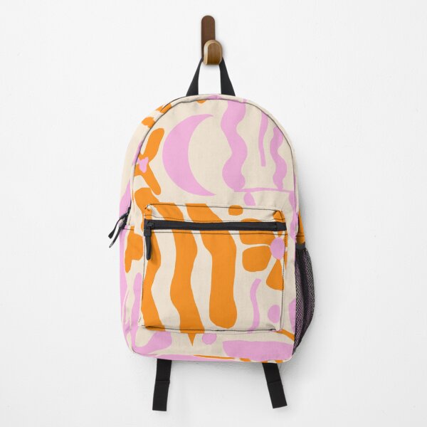 Item preview, 'A Walk in the Garden' Retro Orange and Pink 70's Flower Design Print designed and sold by Venus-in-Virgo.