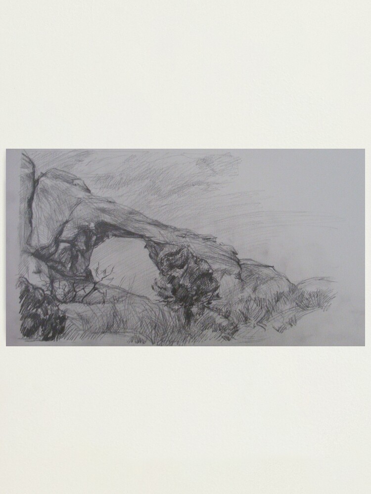 Thumbnail 1 of 3, Photographic Print, Arch in Utah (pencil sketch) designed and sold by Anthropolog.