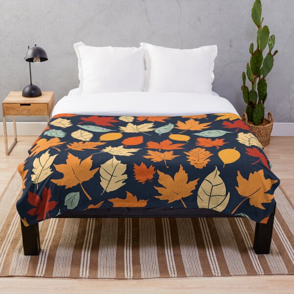 Item preview, Fall Leaves (Orange, Blue, Red, and Brown on a Dark Blue Background) designed and sold by gotitat.