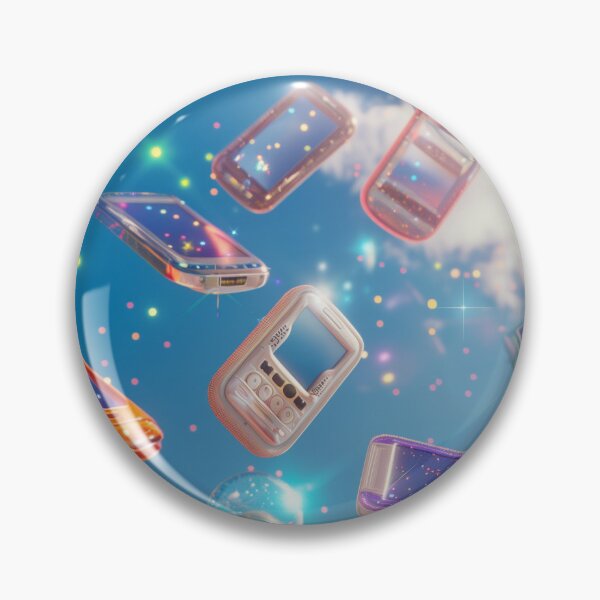 Item preview, y2k 90s Aesthetic Floating Cellphones Digital Art, Frutiger Aero style designed and sold by Wheelzies.