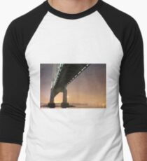   Self-Anchored Suspension Bridge, Early Morning, Nature, Mother Earth, Environment, Wildlife, Flora, Kind, Grain, Park Men's Baseball ¾ T-Shirt