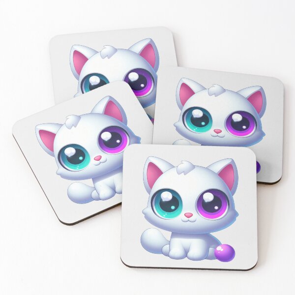 Item preview,  Cartoon Images of White Cats with Heterochromatic Eyes designed and sold by SellG00Ds.