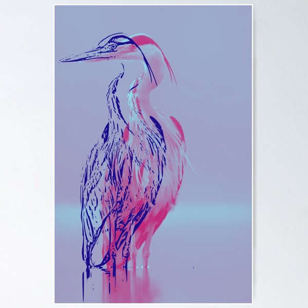 Item preview, Heron Glitching Bleu Rojo Sólo designed and sold by KidaDiNicchi.