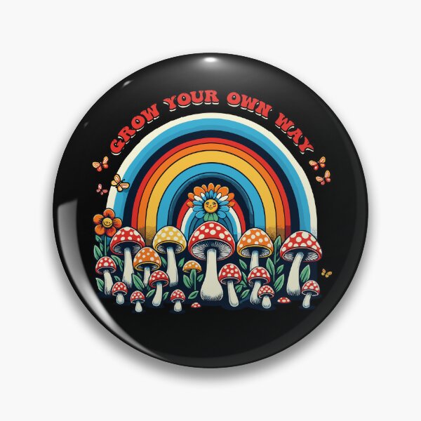 Item preview, Grow Your Own Way Rainbow Mushrooms Flower Groovy Vintage designed and sold by Dressed For  Duty.