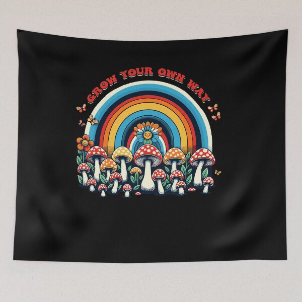 Item preview, Grow Your Own Way Rainbow Mushrooms Flower Groovy Vintage designed and sold by Dressed For  Duty.