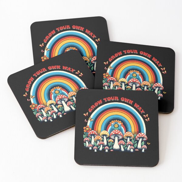 Item preview, Grow Your Own Way Rainbow Mushrooms Flower Groovy Vintage designed and sold by Dressed For  Duty.