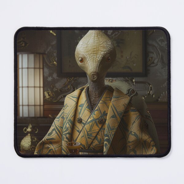 Item preview, Elegant Reptilian Alien in Traditional Japanese Kimono designed and sold by sowhatesttop.