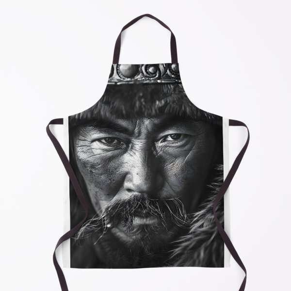 Item preview, Black and white close-up of a Mongolian man designed and sold by Artessie.