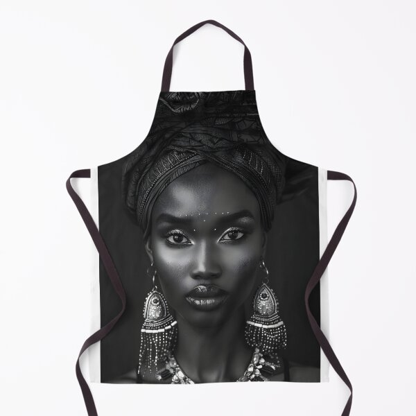 Item preview, African  woman with headwrap captured in grayscale designed and sold by Artessie.