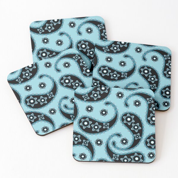 Item preview, Paisley, Black on light blue background designed and sold by Alex  Blud.