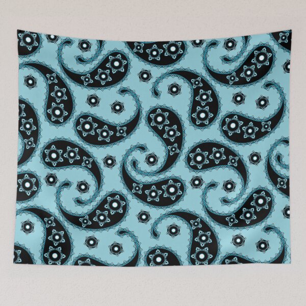 Item preview, Paisley, Black on light blue background designed and sold by Alex  Blud.