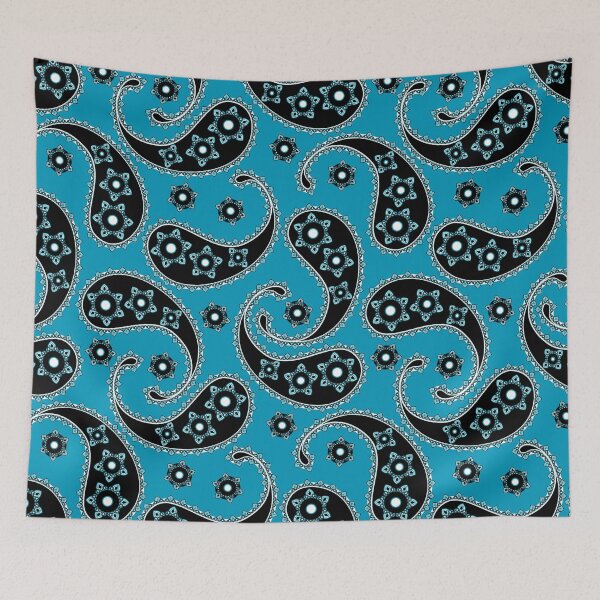 Item preview, Paisley, Black on blue background designed and sold by Alex  Blud.