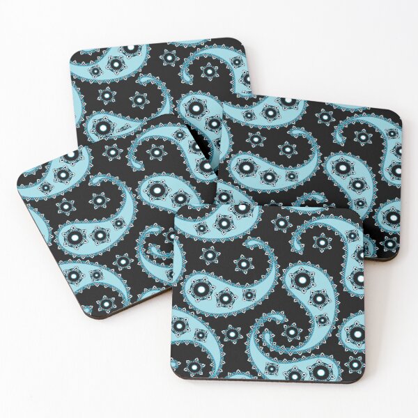 Item preview, Paisley, Light blue on black background designed and sold by Alex  Blud.
