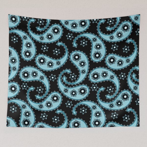 Item preview, Paisley, Light blue on black background designed and sold by Alex  Blud.