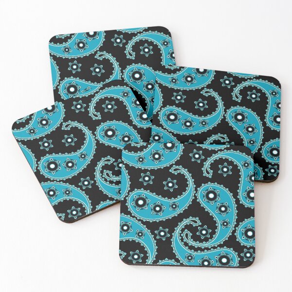 Item preview, Paisley, Blue on a black background designed and sold by Alex  Blud.