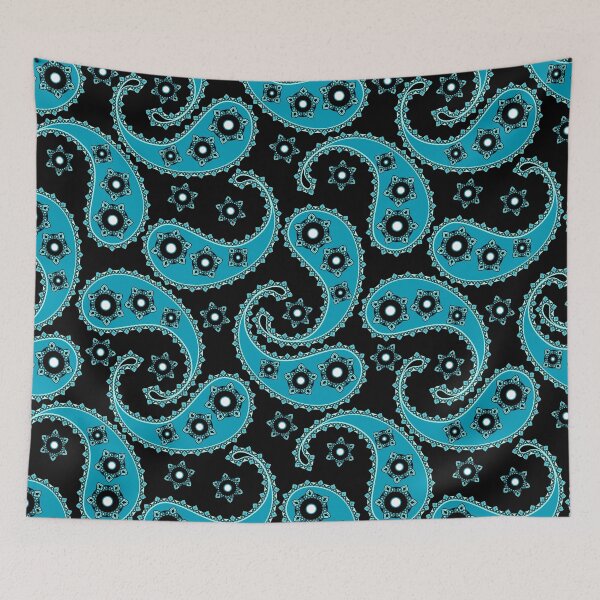 Item preview, Paisley, Blue on a black background designed and sold by Alex  Blud.