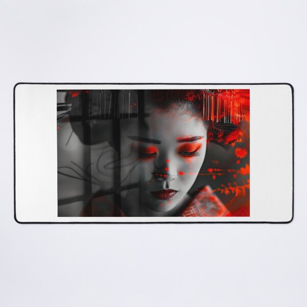 Item preview, Geisha in traditional attire with red floral elements. designed and sold by Artessie.