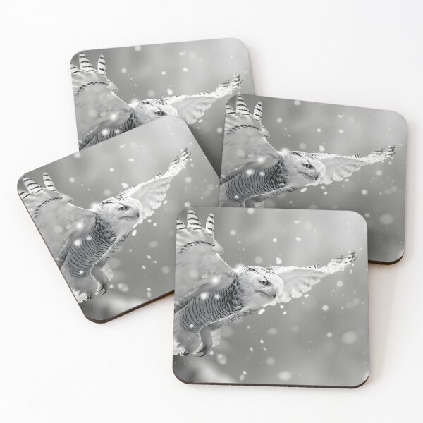 Item preview, Snowy owl in flight during a snowstorm, mid-flight. designed and sold by Artessie.