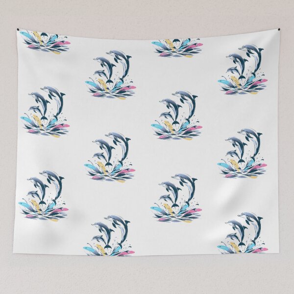 Item preview, Dolphins Jump and Dance in the Ocean designed and sold by EllyArtStudio.