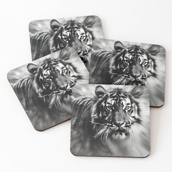 Item preview, Sharp-eyed tiger emerging from blurred forest cover. designed and sold by Artessie.
