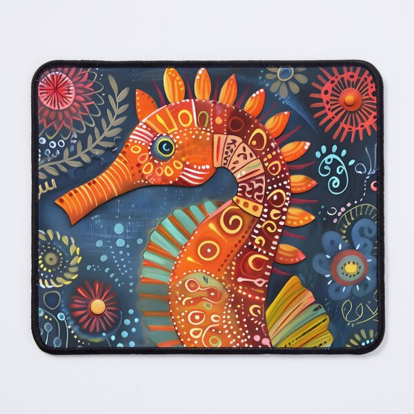 Item preview, Vibrant artistic seahorse with colorful patterns designed and sold by Artessie.