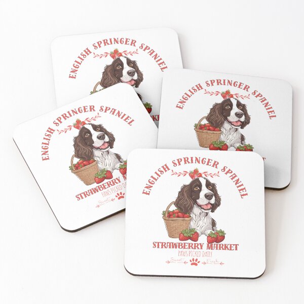 Artikelvorschau, Coquette Aesthetic Dog Erdbeermarkt Pfoten gepflückt täglich süß und frisch English Springer Spaniel entworfen und verkauft von GoodyPaws.