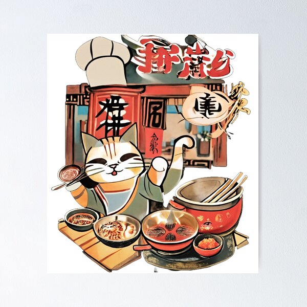 Aperçu de l'œuvre Chat chef chinois Neko Ramen créée et vendue par FOOZ08.