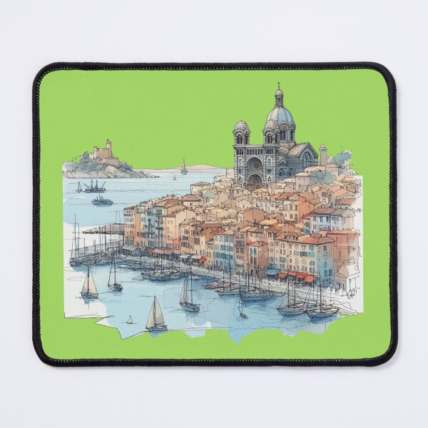 Item preview, Marseille 3D Sketch – Seaside Beauty and Historic Charm,  designed and sold by PaintMeWorld.