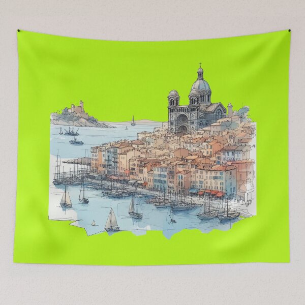 Item preview, Marseille 3D Sketch – Seaside Beauty and Historic Charm,  designed and sold by PaintMeWorld.